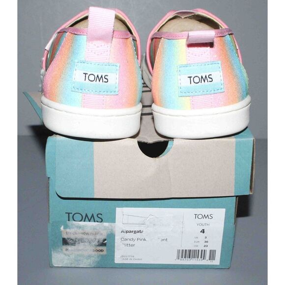 TOMS Alpargata Candy Pink Gradient Glitter Slip-On Shoes Youth Size 4 Womens 5.5 - Picture 4 of 8